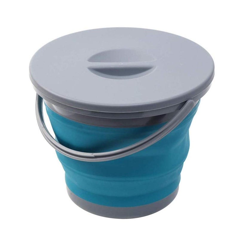 Ahyuan Collapsible Water Bucket with Locking Lid Multifunction Foldable Round Tub Water Pot Portable Water Pail Space Saving Water Container for RV, Camping, Marine, Outdoor Activities and Home (Blue) - Image 1